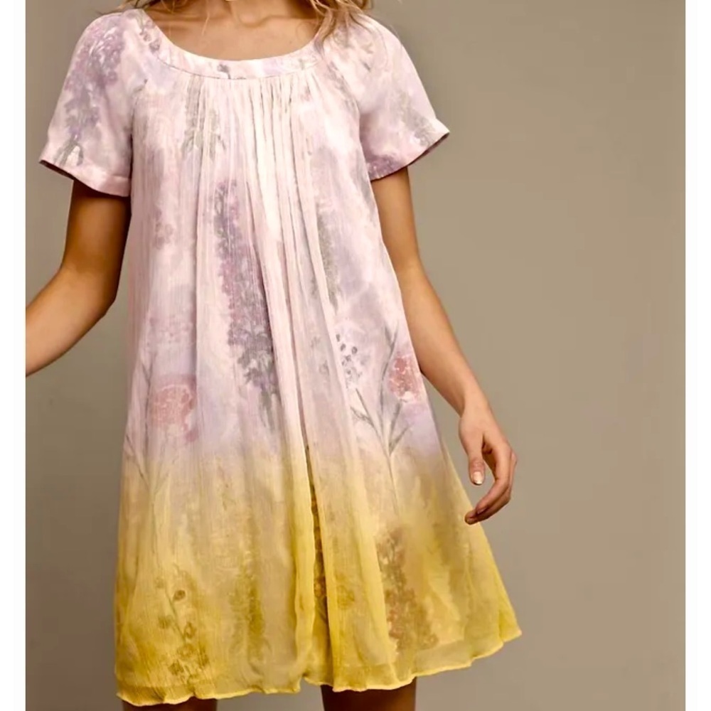 Anthropologie HD in Paris dipped Chrona floral slip swing dress
